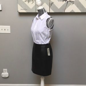 Cache black leather pencil skirt